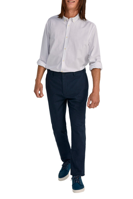 Классические брюки узкого кроя|Основной цвет:Синий|Артикул:1554922 | Фото 2