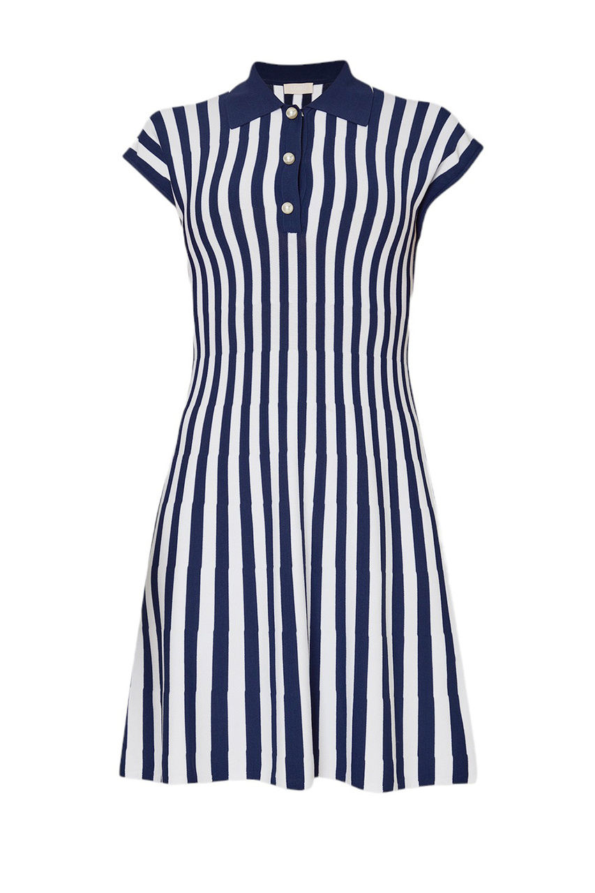 Платье из смесовой вискозы в полоску|Основной цвет:Синий|Артикул:MA4136MS52N | Фото 1