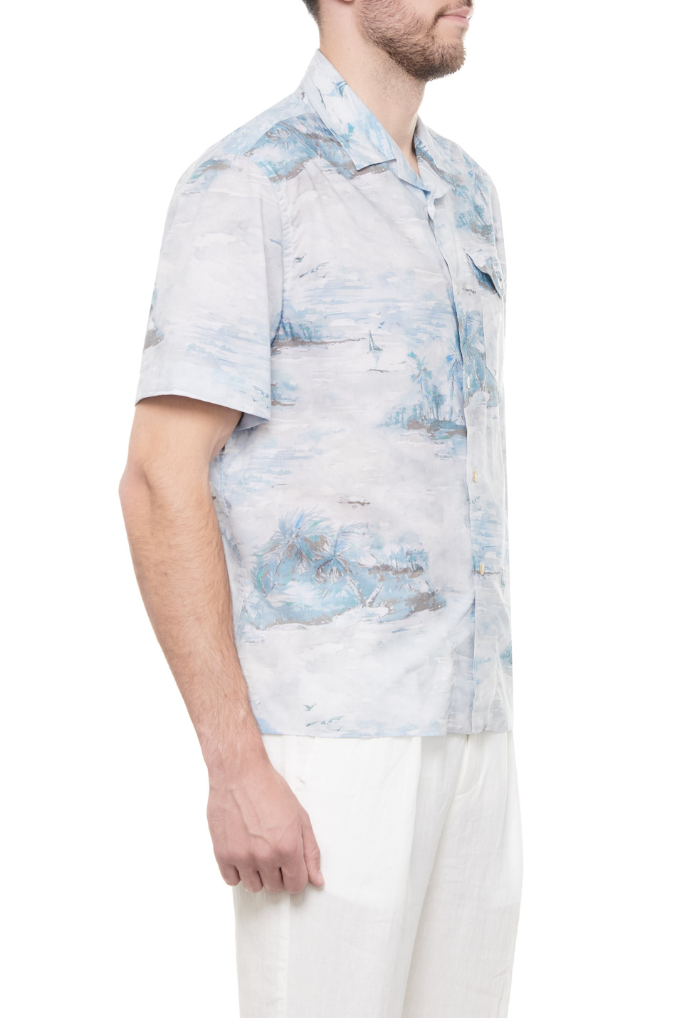 Мужской Eleventy Рубашка из лиоцелла и хлопка с принтом (цвет ), артикул I75CAMI07-TES0I246 | Фото 3