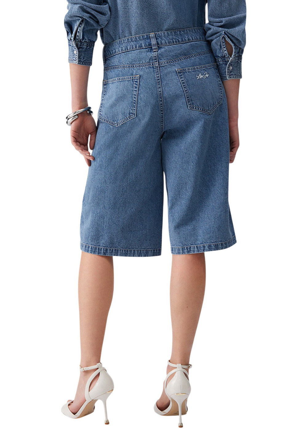 Женский Liu Jo Шорты джинсовые с вышивкой (цвет ), артикул UA6182D0313 | Фото 4