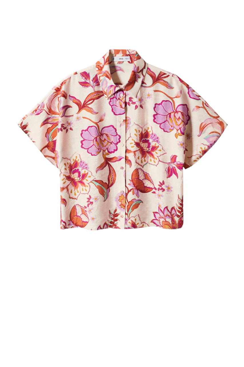 Рубашка FLORA с принтом|Основной цвет:Кремовый|Артикул:57072881 | Фото 1