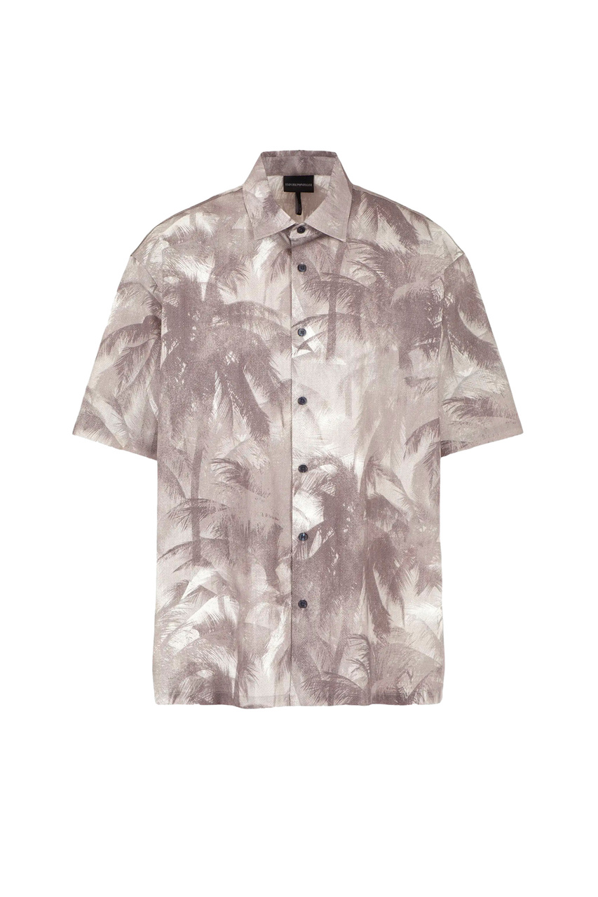Рубашка из лиоцелла и хлопка с принтом|Основной цвет:Серый|Артикул:3D1CG7-1NRDZ | Фото 1