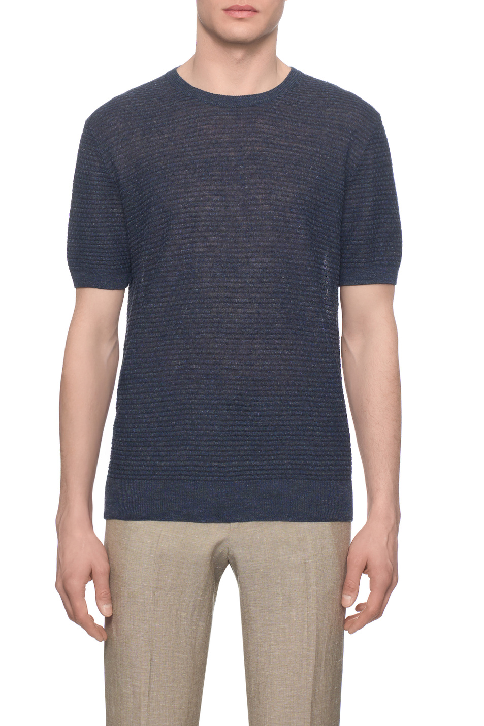 Мужской Corneliani Джемпер из шелка и льна (цвет ), артикул 27M568-2725172 | Фото 4