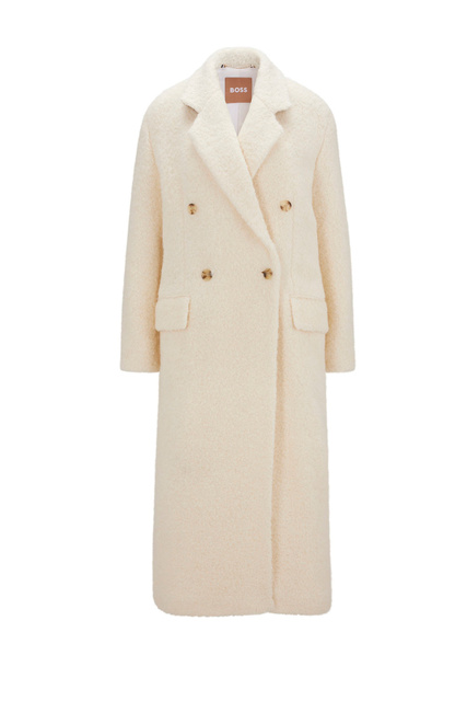 Двубортное пальто из букле|Основной цвет:Кремовый|Артикул:50479541 | Фото 1
