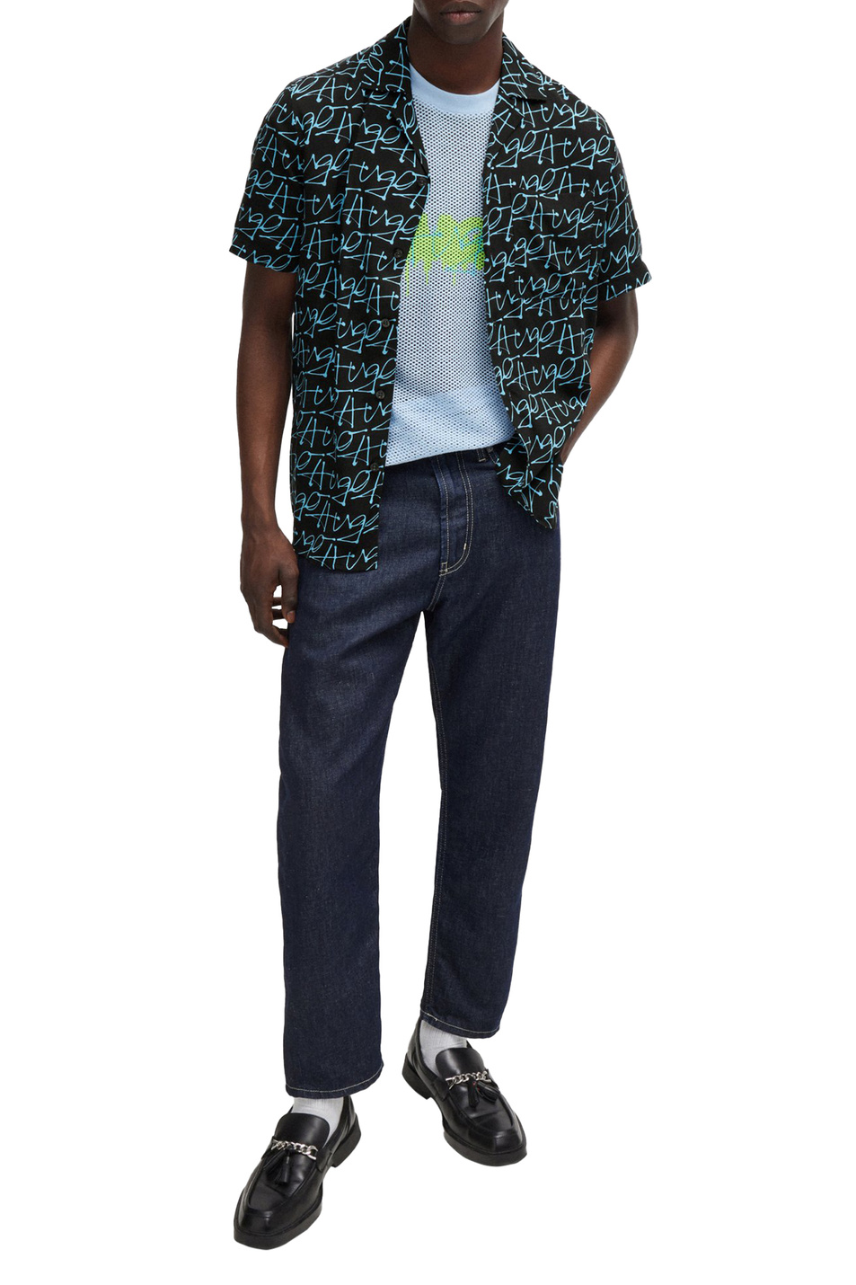 Мужской HUGO Рубашка с логотипированным принтом (цвет ), артикул 50515364 | Фото 2