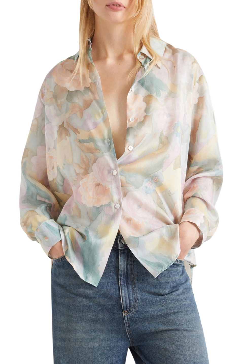 Женский MARELLA Блузка MLSANGIO из шелка (цвет ), артикул 2613111104 | Фото 4