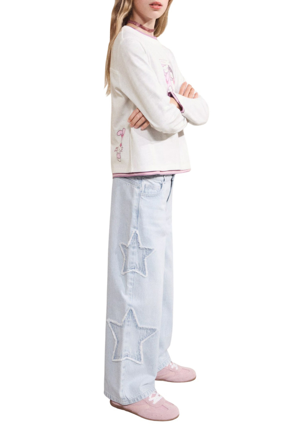 Девочкам Mango Kids Джинсы STARS из хлопка (цвет ), артикул 27011264 | Фото 3