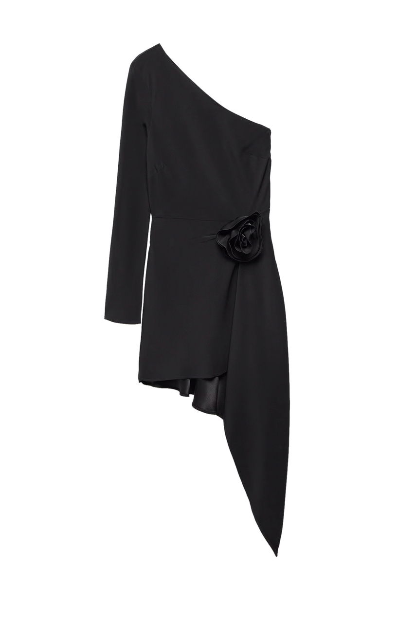Платье GARDENIA с асимметричным вырезом|Основной цвет:Черный|Артикул:67036339 | Фото 1