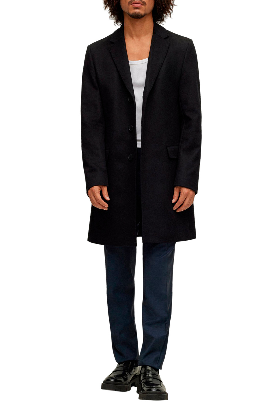 Мужской HUGO Пальто однобортное из смесовой шерсти (цвет ), артикул 50476672 | Фото 4