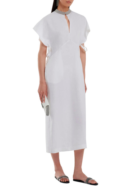 Платье с воротником-стойкой|Основной цвет:Белый|Артикул:ABD273B577I820 | Фото 2