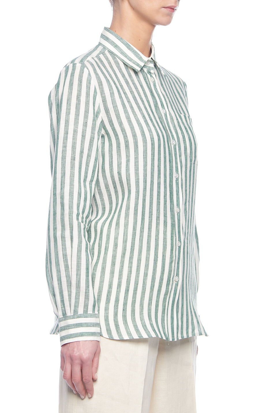 Женский Weekend Max Mara Рубашка GUINEA из чистого льна с принтом в полоску (цвет ), артикул 51110211 | Фото 3