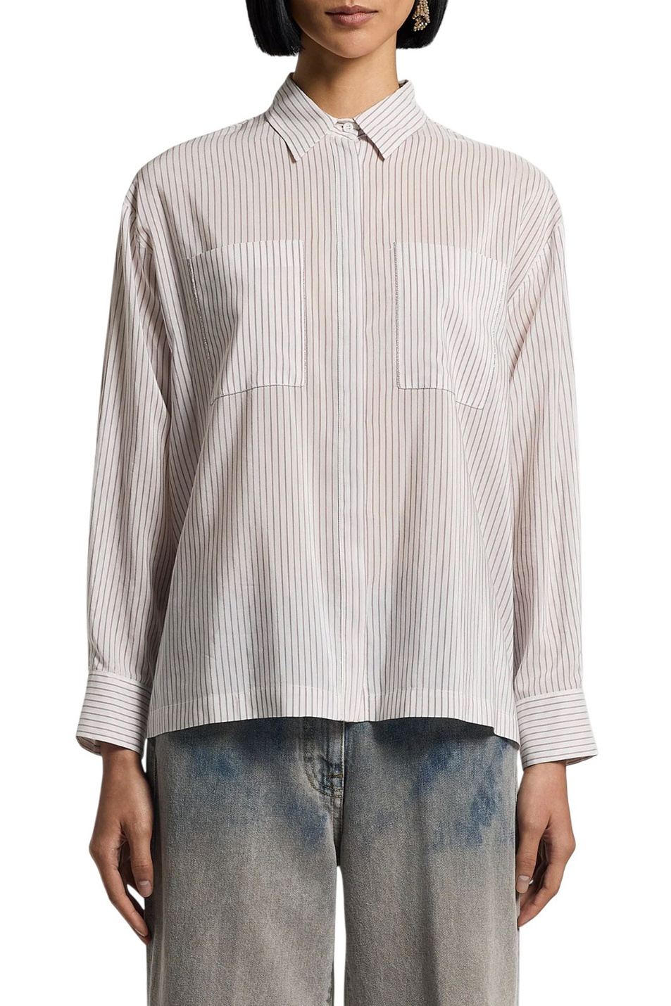 Женский Peserico Рубашка из хлопка и шелка (цвет ), артикул A06399-08355 | Фото 4