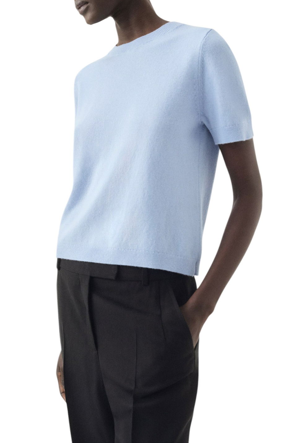 Джемпер TAURUS с короткими рукавами|Основной цвет:Голубой Женский Mango Джемпер TAURUS с короткими рукавами (цвет ), артикул 17016357 | Фото 3