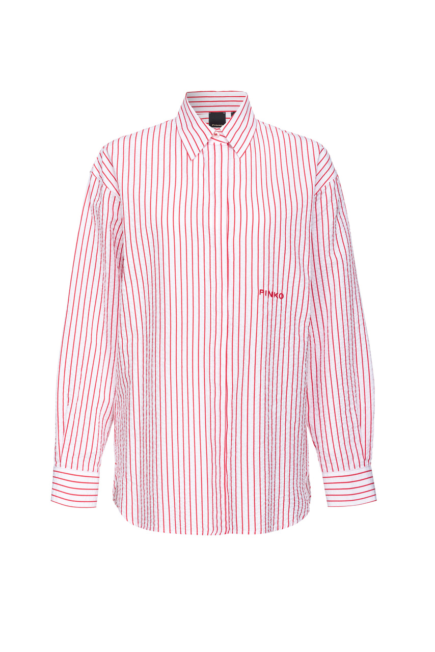 Рубашка BRIDPORT из эластичного хлопка в полоску|Основной цвет:Красный|Артикул:102476A1O9 | Фото 1