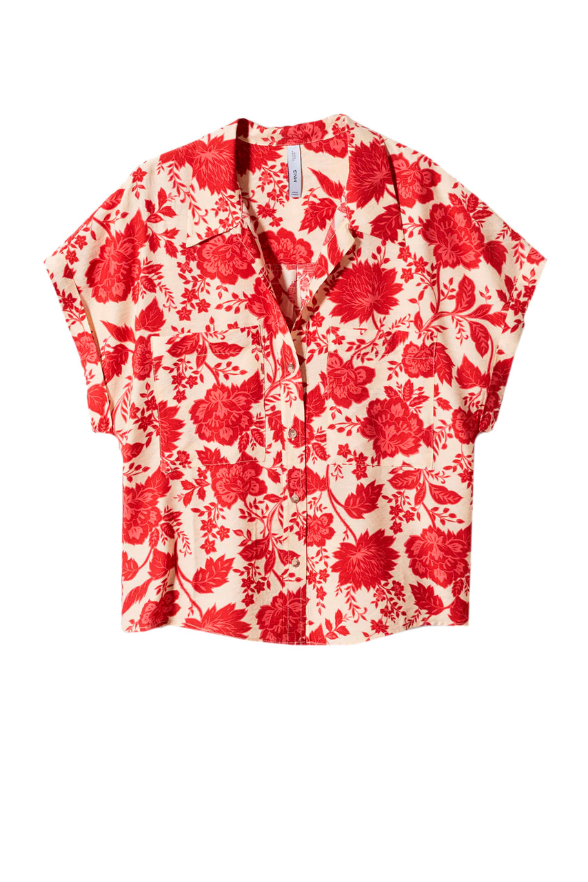 Рубашка ECUADOR с нагрудным карманом и принтом|Основной цвет:Красный|Артикул:47067115 | Фото 1