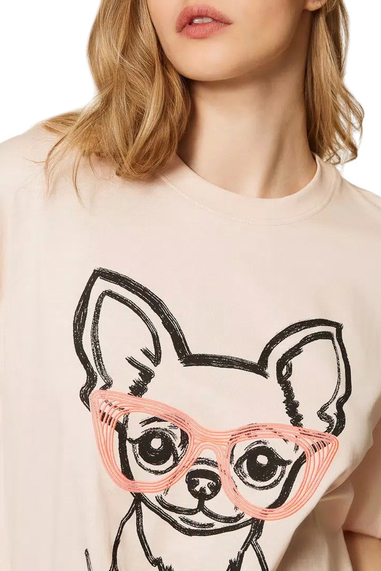 Женский TWINSET Milano Футболка MYFO из хлопка (цвет ), артикул 261AQ2010 | Фото 4