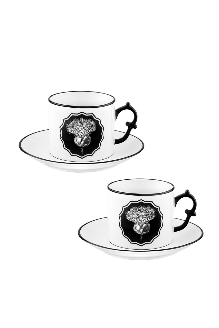 Набор чашек чайных с блюдцами HERBARIAE, 220 мл|Основной цвет:Черно-белый|Артикул:21133530 | Фото 1