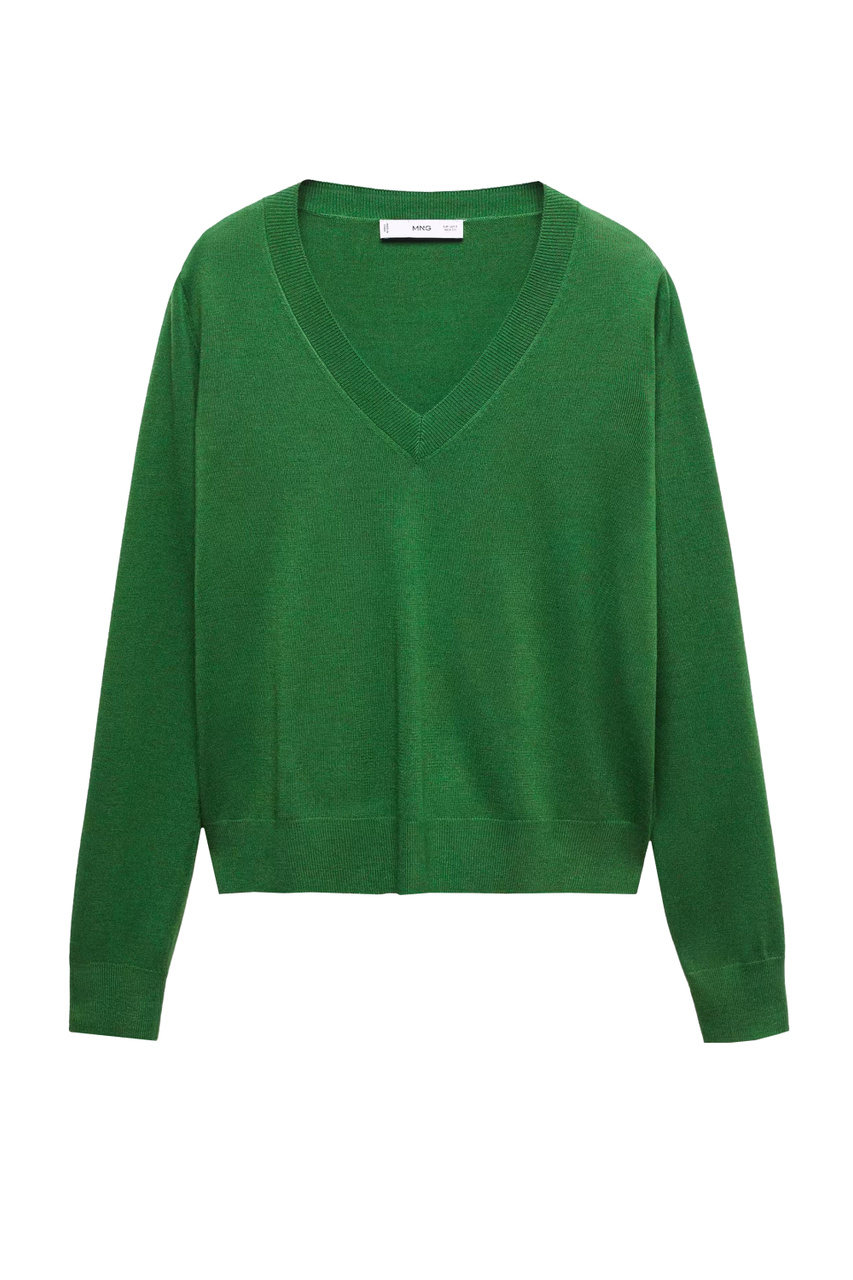 Пуловер LUKAV с V-образным вырезом|Основной цвет:Зеленый|Артикул:67084047 | Фото 1