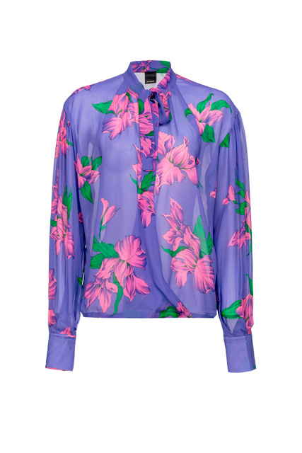 Блузка с цветочным принтом|Основной цвет:Фиолетовый|Артикул:101115A0P7 | Фото 1