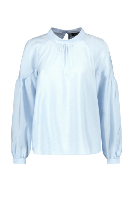 Блузка с воротником-стойкой и драпировкой|Основной цвет:Голубой|Артикул:860029-11300 | Фото 1