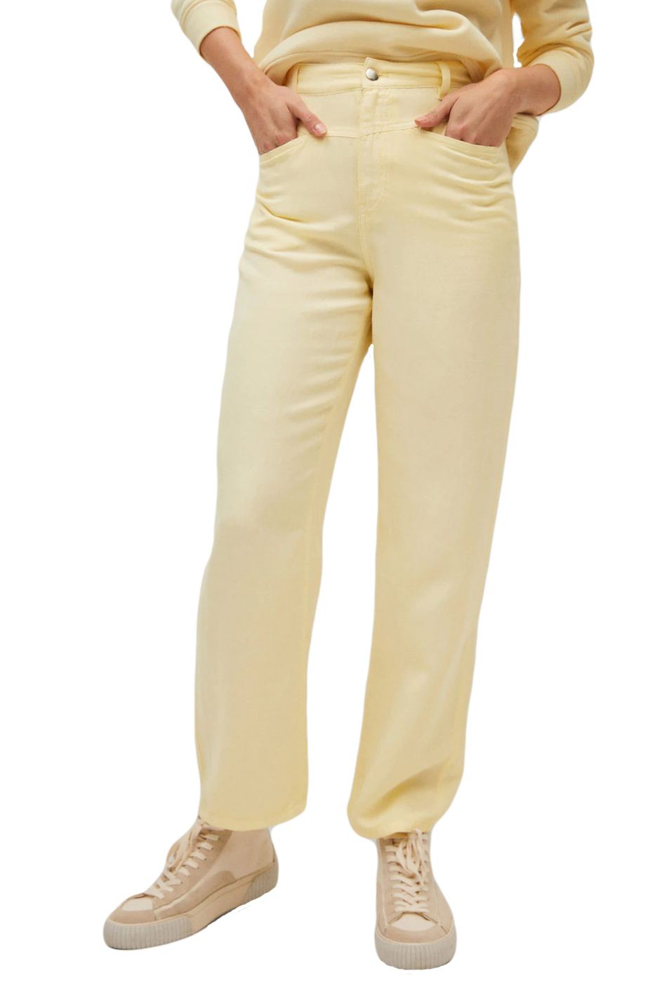 Женский Mango Укороченные брюки SKY из лиоцелла и льна (цвет ), артикул 87058633 | Фото 3