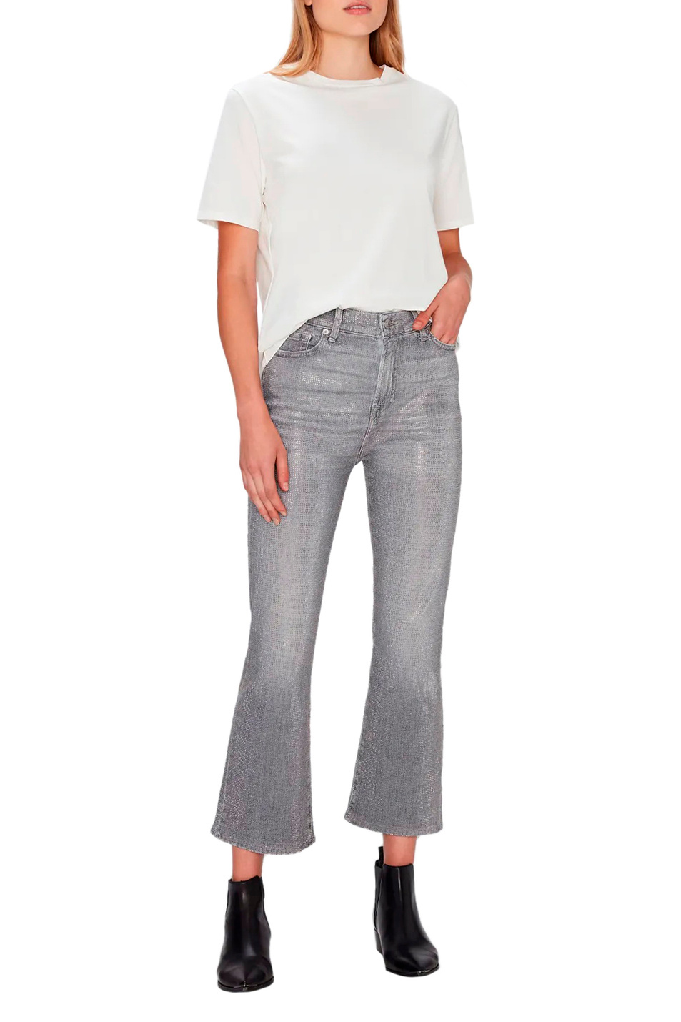 Женский 7 for all Mankind Футболка из натурального хлопка с вырезом на спинке (цвет ), артикул JSCL9700MI | Фото 3