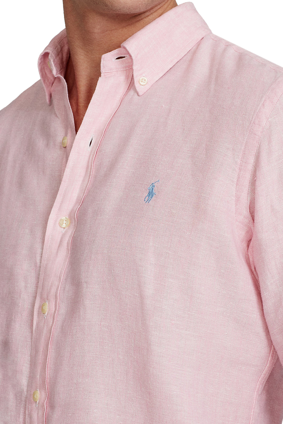 Мужской Polo Ralph Lauren Рубашка из натурального льна с фирменной вышивкой на груди (цвет ), артикул 710829447004 | Фото 4