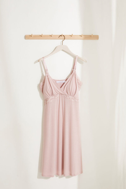 Ночная сорочка для беременных с розовым кружевом|Основной цвет:Розовый|Артикул:3639223 | Фото 1