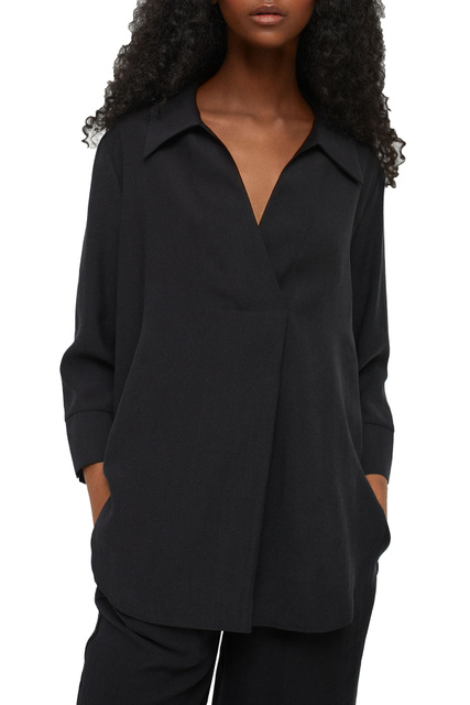 Блузка с V-образным вырезом|Основной цвет:Черный|Артикул:194947 | Фото 2
