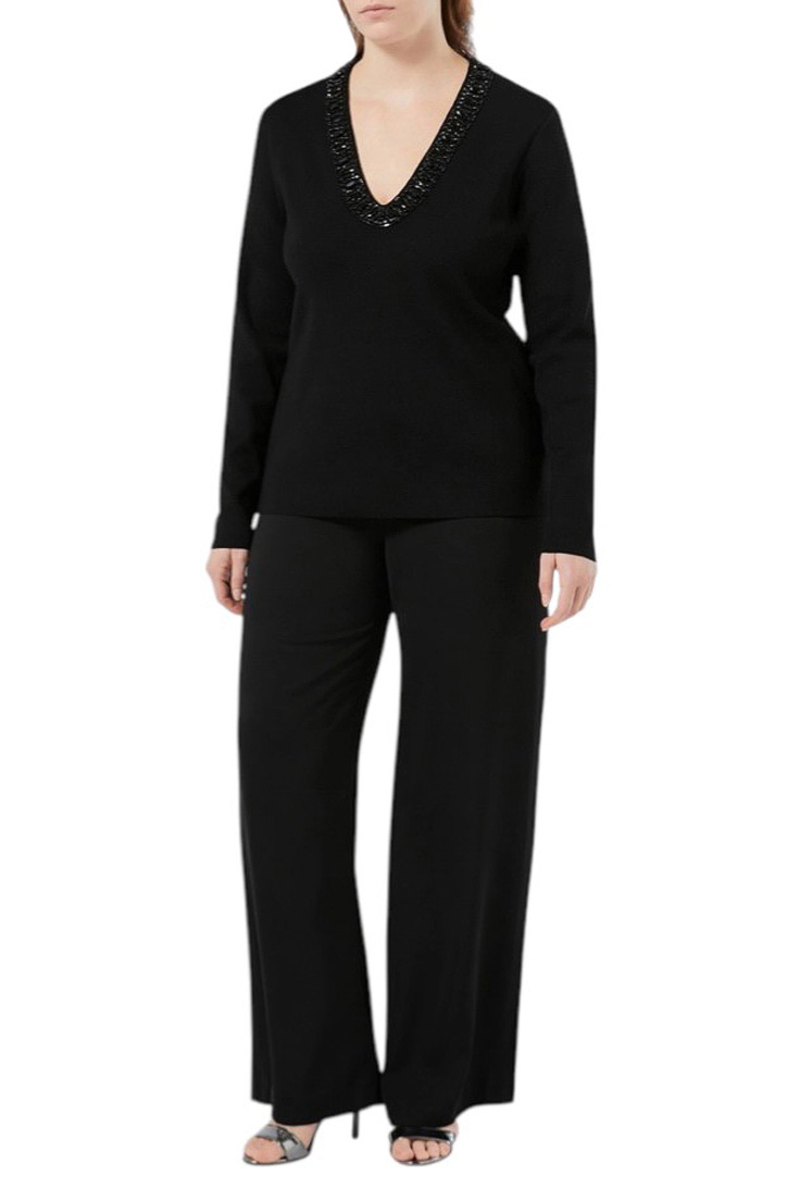 Пуловер PECCATI со стразами|Основной цвет:Черный Женский Marina Rinaldi Пуловер PECCATI со стразами (цвет ), артикул 2527366076 | Фото 2