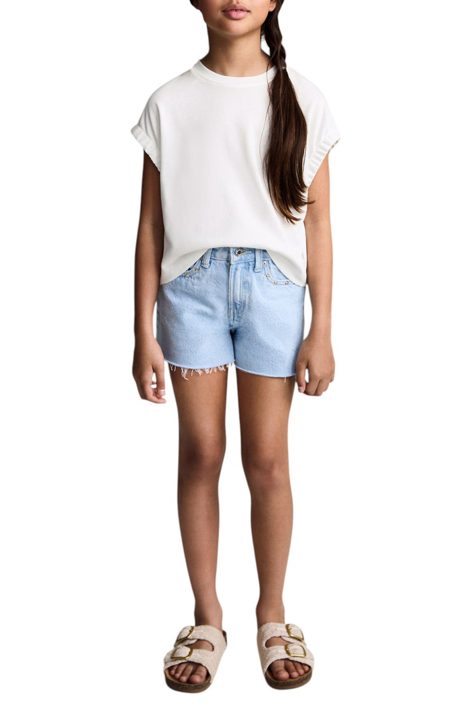 Девочкам Mango Kids Футболка ELASTIC со сборками на рукавах (цвет ), артикул 87008286 | Фото 4