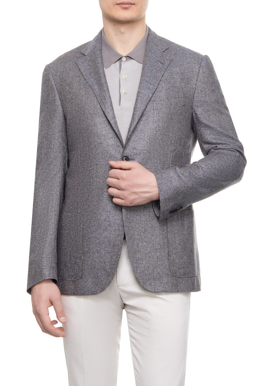 Пиджак из натурального шелка|Основной цвет:Серый|Артикул:93XY76-9316902 | Фото 1