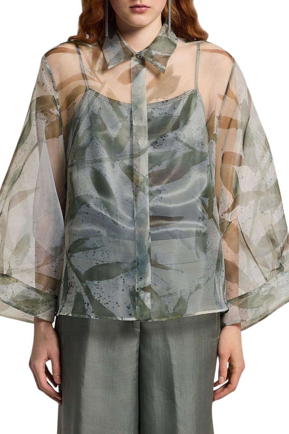 Женский Peserico Блузка из органзы с принтом (цвет ), артикул E06464D-04738 | Фото 4