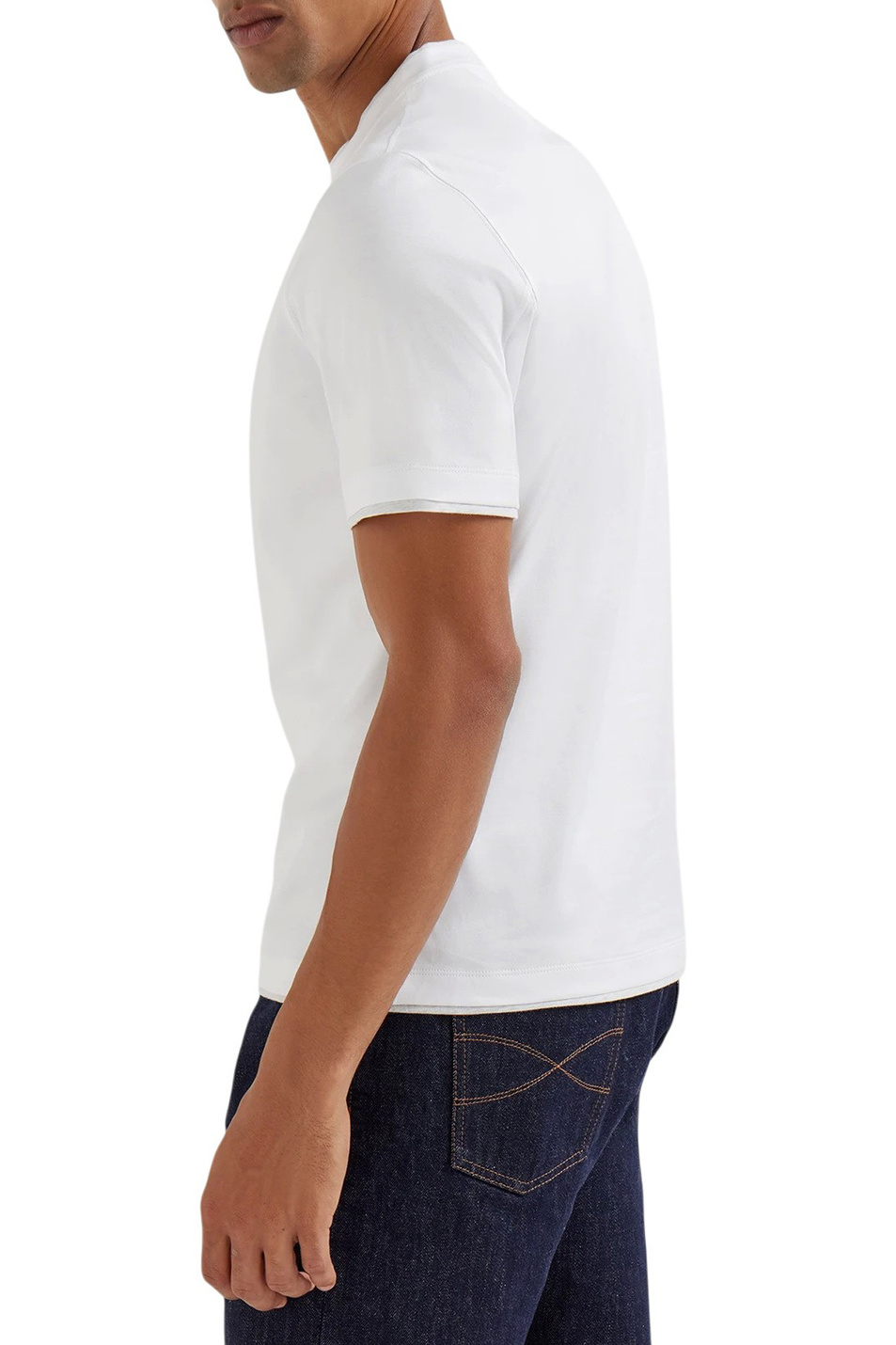 Футболка из хлопка|Основной цвет:Белый Мужской Brunello Cucinelli Футболка из хлопка (цвет ), артикул M0B137427 | Фото 3