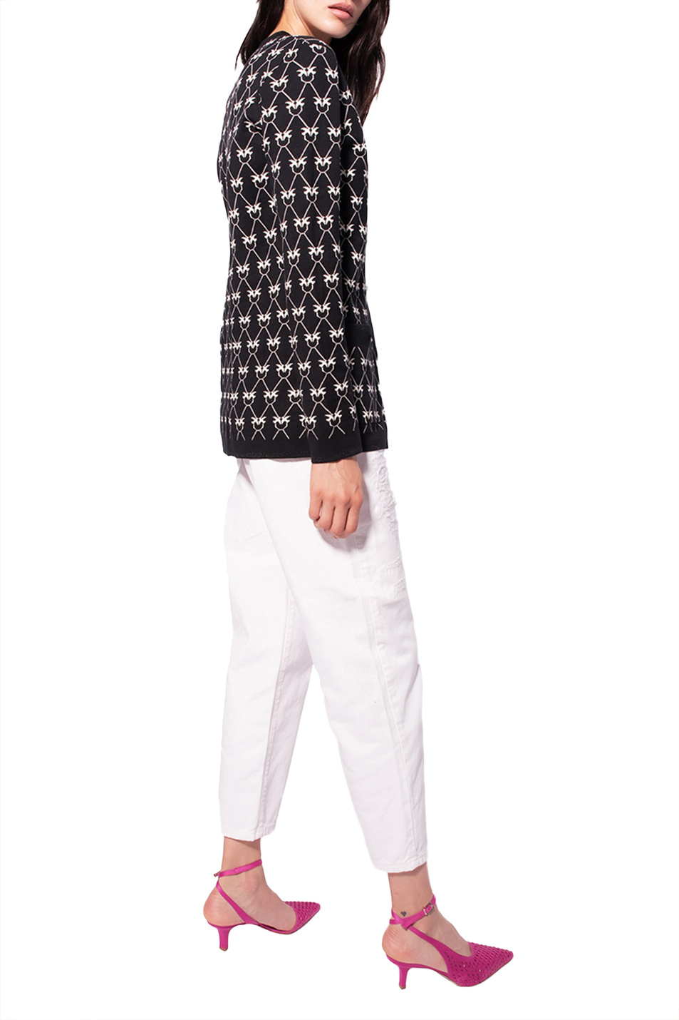 Женский Pinko Кардиган с жаккардовым узором Love Birds Monogram (цвет ), артикул 1G18FHY7UH | Фото 4