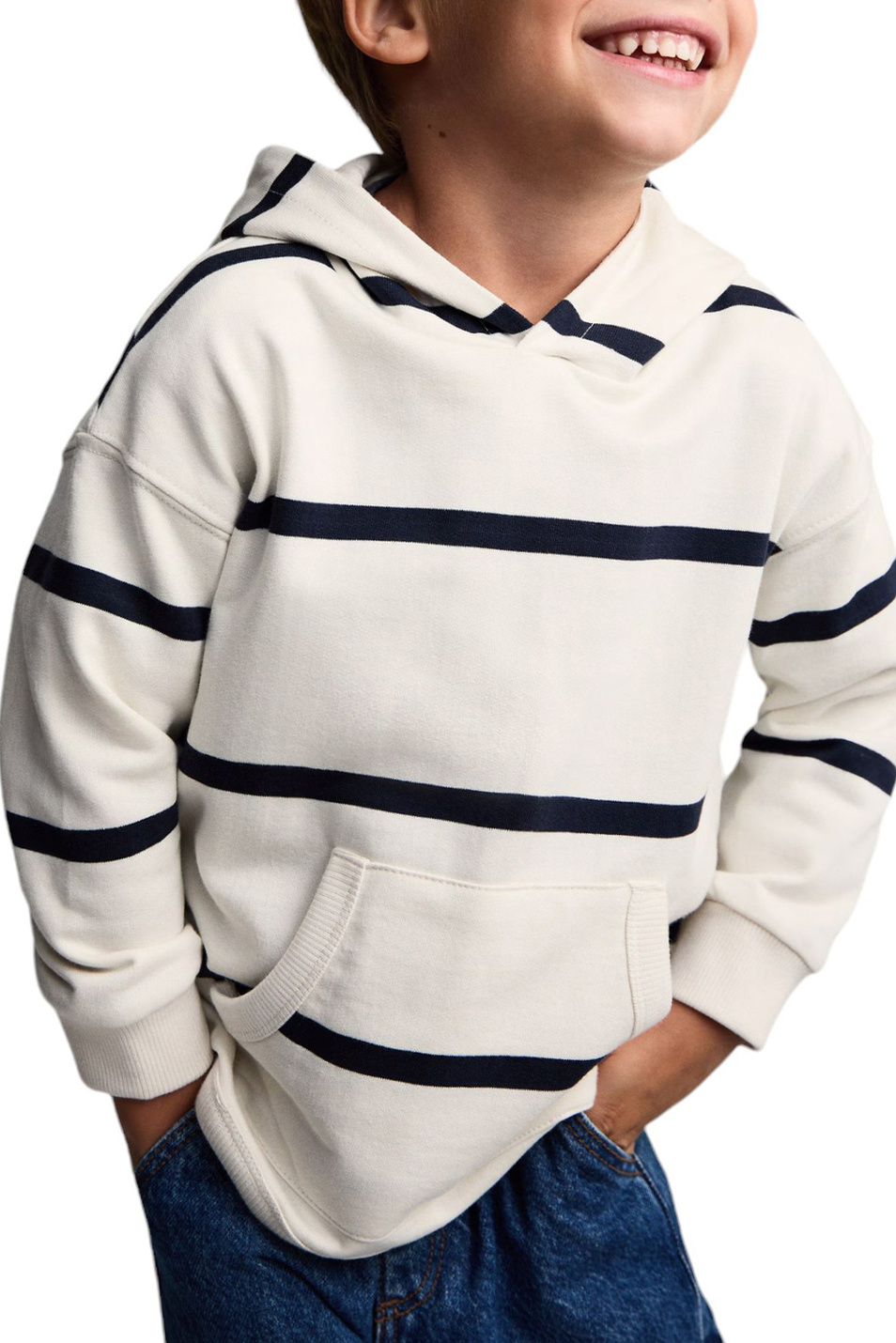 Мальчикам Mango Kids Худи ICEB из хлопка в полоску (цвет ), артикул 77007938 | Фото 4