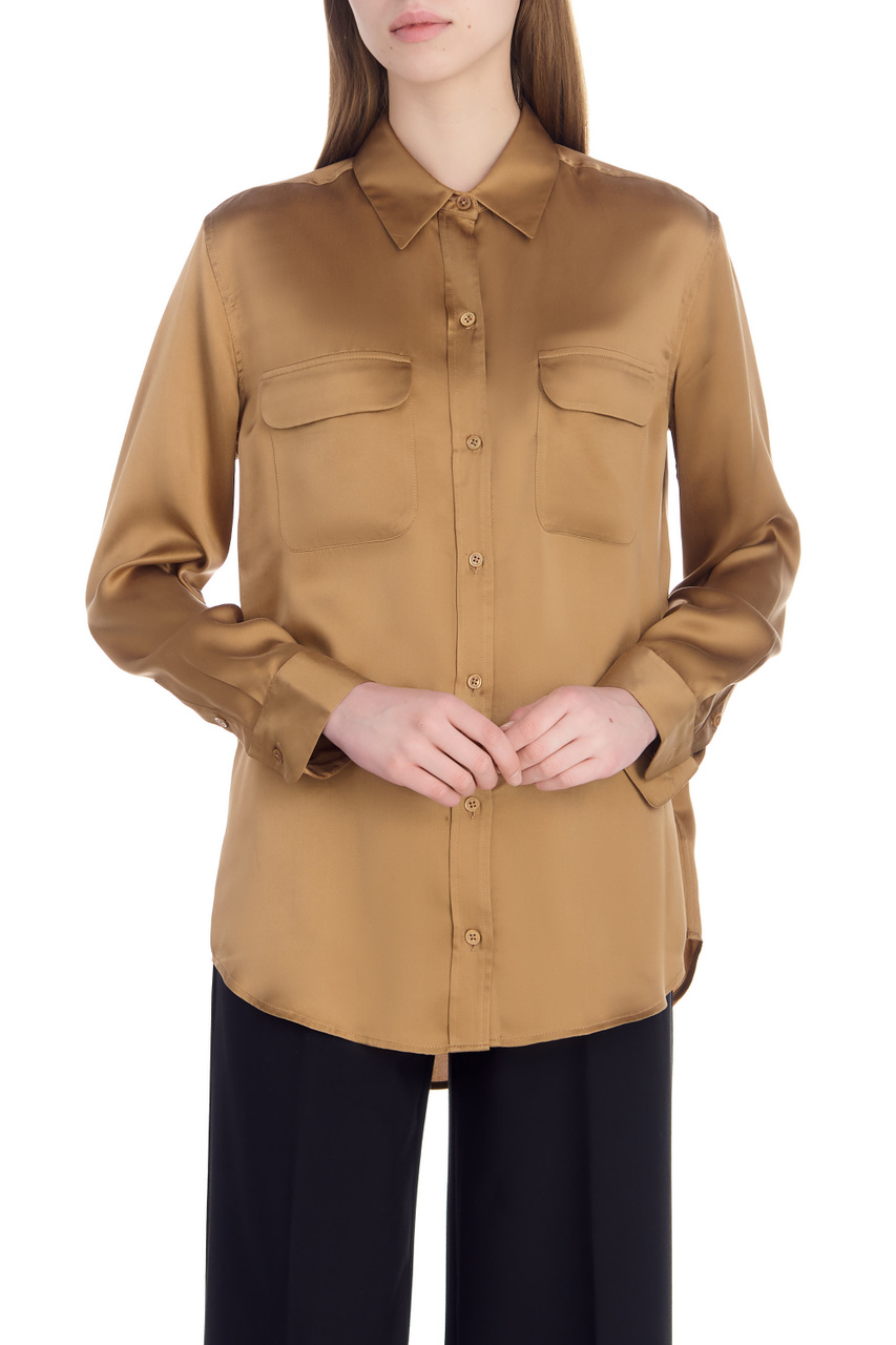 Блузка SIGNATURE из натурального шелка|Основной цвет:Коричневый|Артикул:22-3-L21-E035 | Фото 1