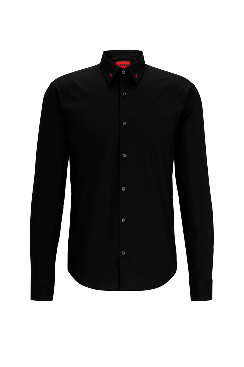 Рубашка из эластичного хлопка|Основной цвет:Черный|Артикул:50495900 | Фото 1