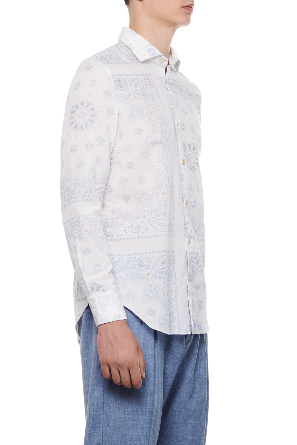 Мужской Eleventy Рубашка из хлопка и льна с принтом (цвет ), артикул I75CAMH11-TES0I256 | Фото 3
