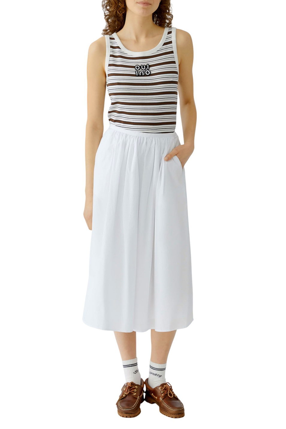 Топ с логотипом из бисера|Основной цвет:Коричневый Женский OUI Топ с логотипом из бисера (цвет ), артикул 96535 | Фото 3