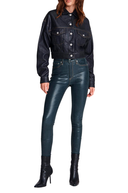 Укороченная джинсовая куртка|Основной цвет:Серый|Артикул:WDD22H1433BLCC | Фото 2