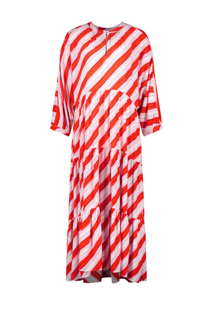 Платье из вискозы в полоску|Основной цвет:Красный|Артикул:180016-31412 | Фото 1