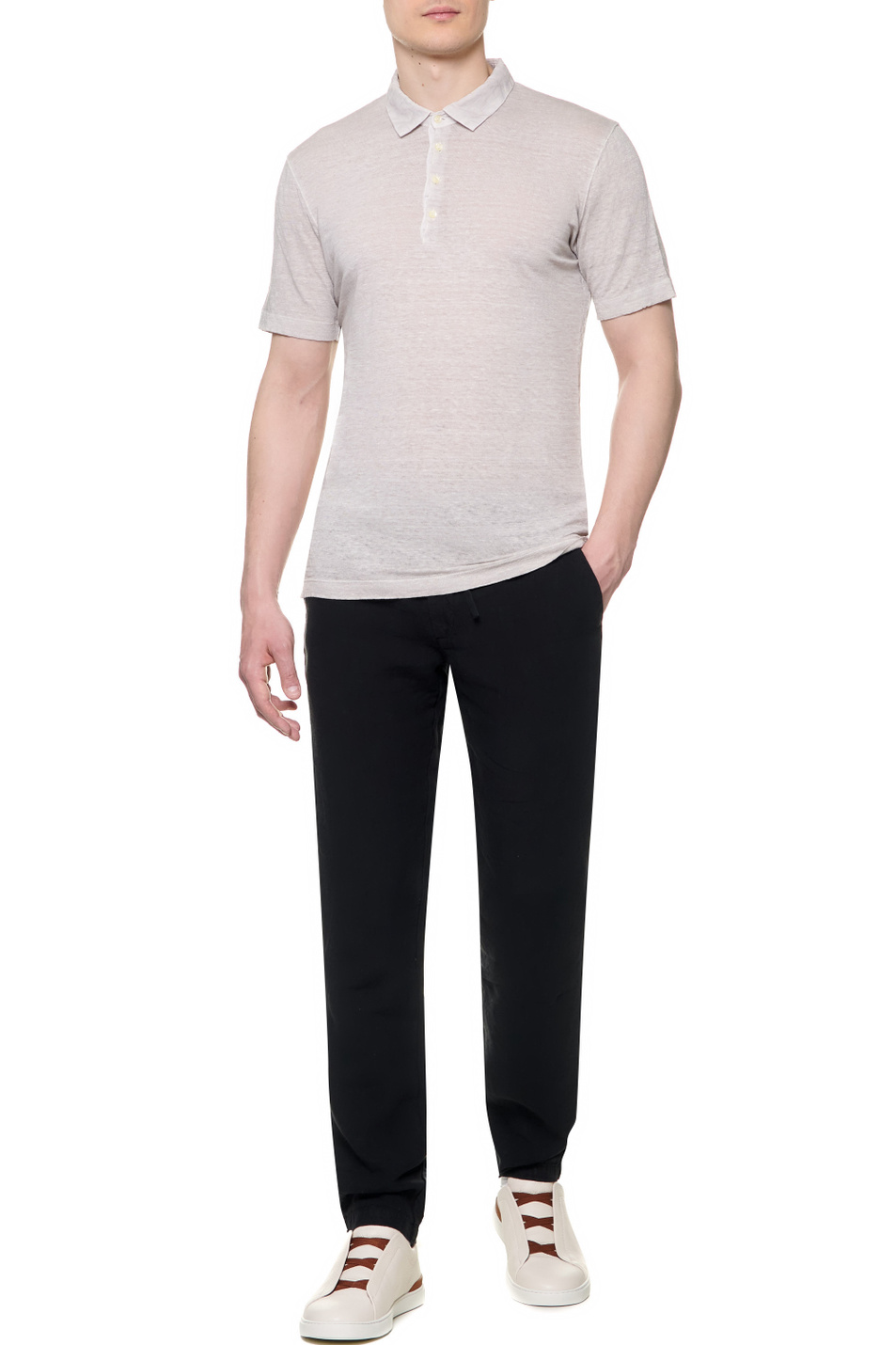 Мужской 120% Lino Рубашка поло из чистого льна (цвет ), артикул V0M7282000E908S00 | Фото 2