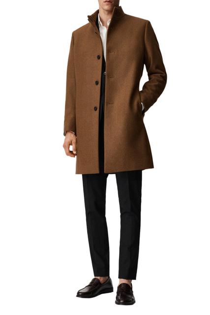Пальто FUNNEL из смесовой шерсти|Основной цвет:Коричневый|Артикул:37024001 | Фото 2