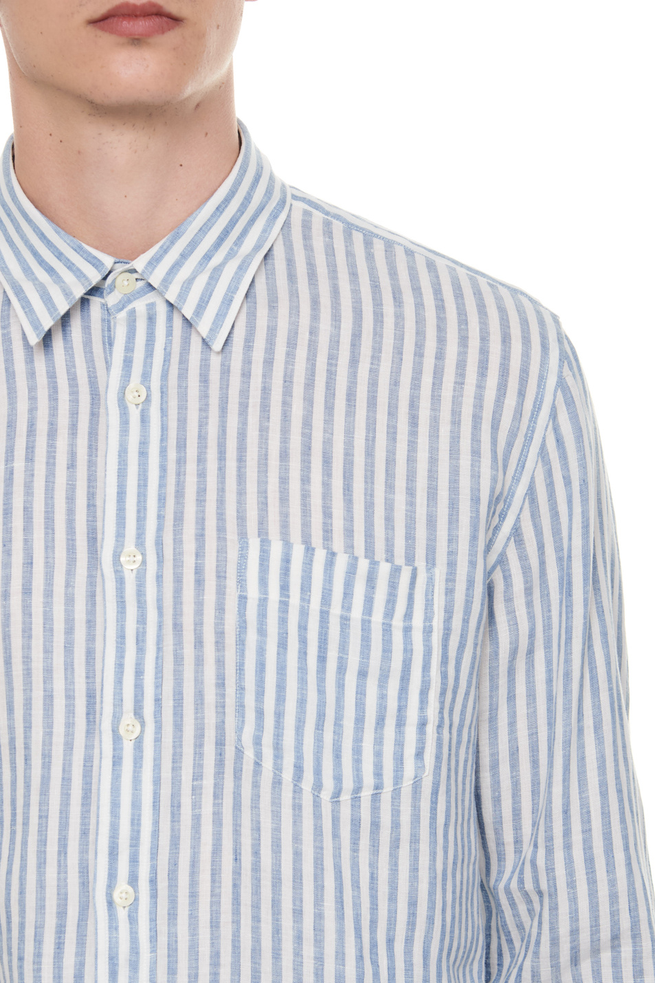Мужской 120% Lino Рубашка из чистого льна в полоску (цвет ), артикул 31ALIM1425000G227 | Фото 4