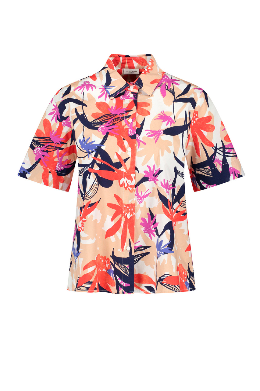 Рубашка из эластичного хлопка с принтом|Основной цвет:Разноцветный|Артикул:160054-31290 | Фото 1
