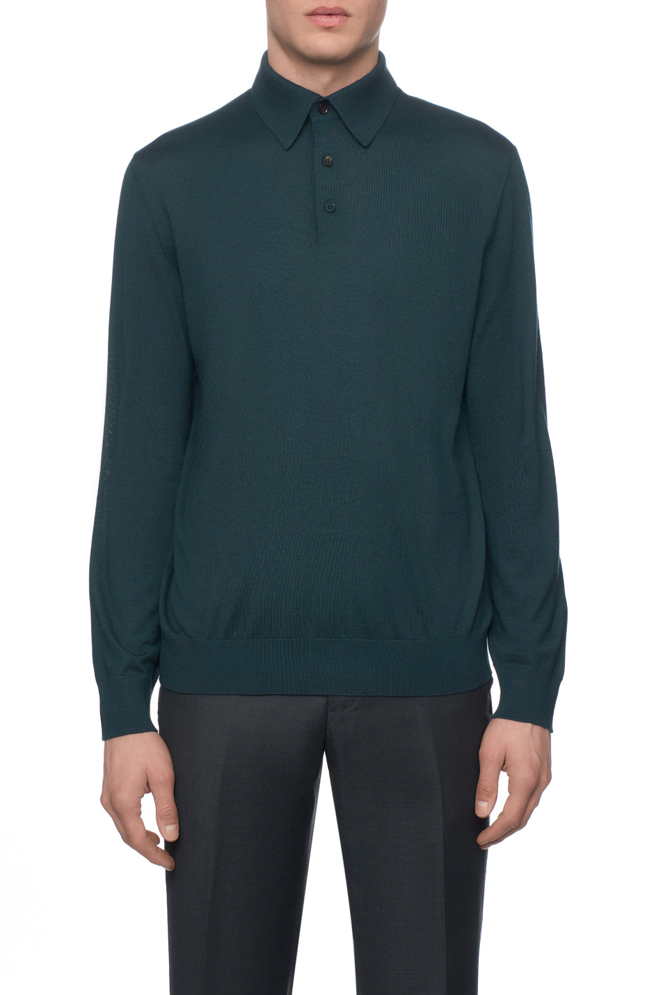 Джемпер-поло из кашемира и шелка|Основной цвет:Зеленый Мужской Zegna Джемпер-поло из кашемира и шелка (цвет ), артикул UGJ00A2-132-V98 | Фото 4