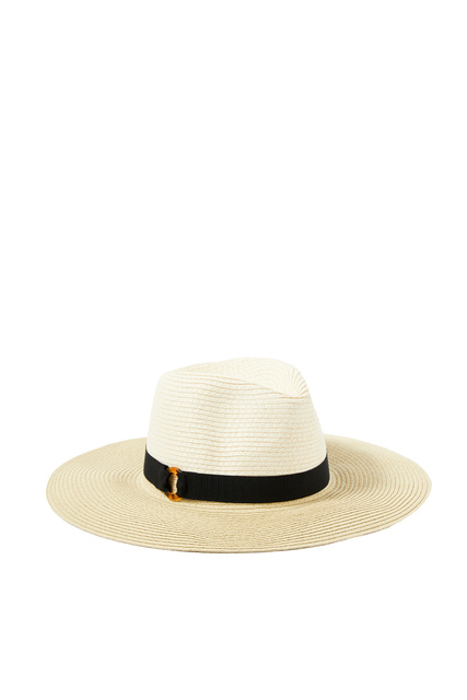 Шляпа с контрастной полосой|Основной цвет:Кремовый|Артикул:991000 | Фото 1