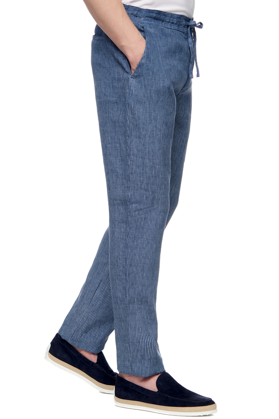 120% Lino Льняные брюки с карманами (цвет ), артикул V0M299M000G077S00 | Фото 3