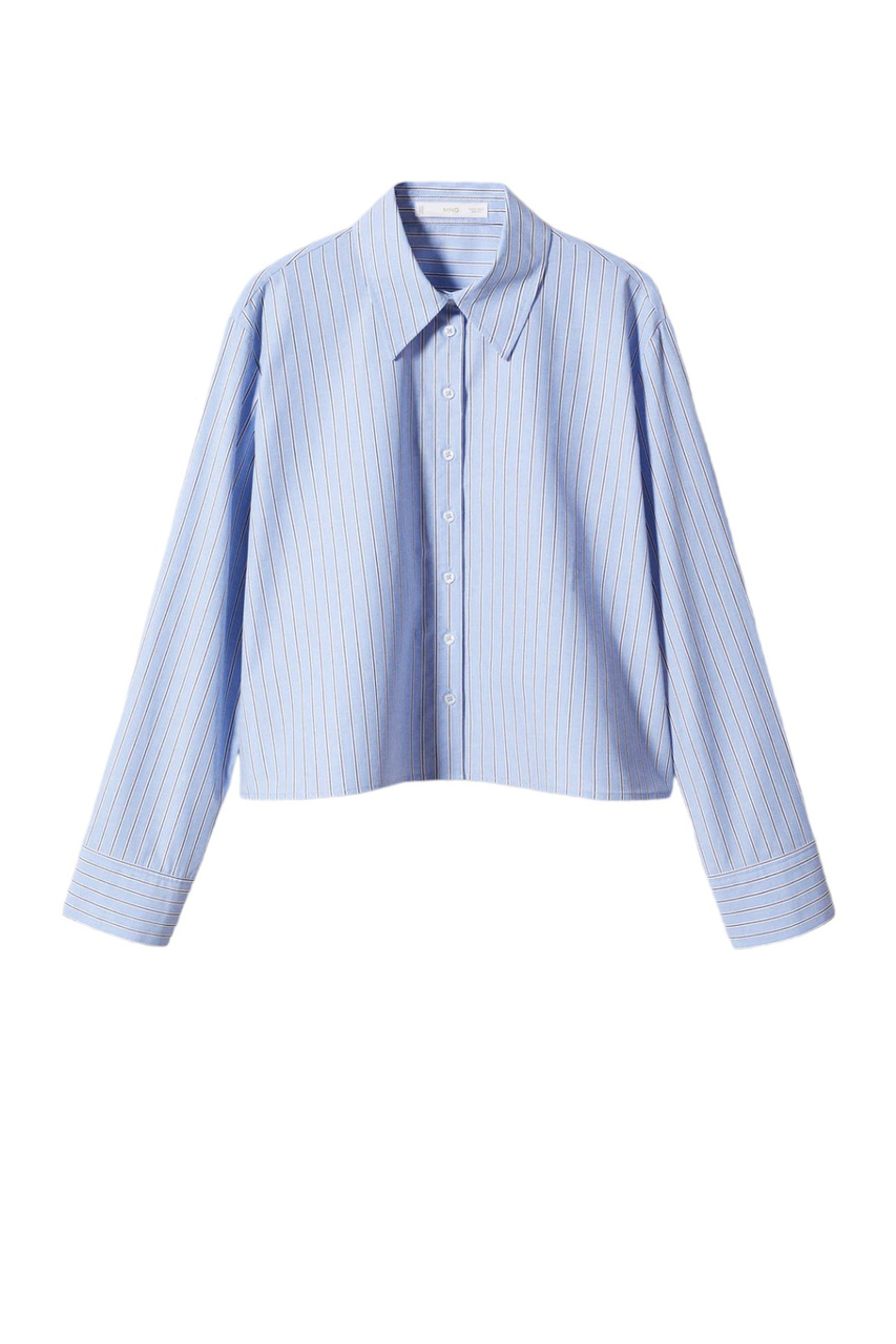 Рубашка POPR-H из натурального хлопка в полоску|Основной цвет:Синий|Артикул:57000159 | Фото 1